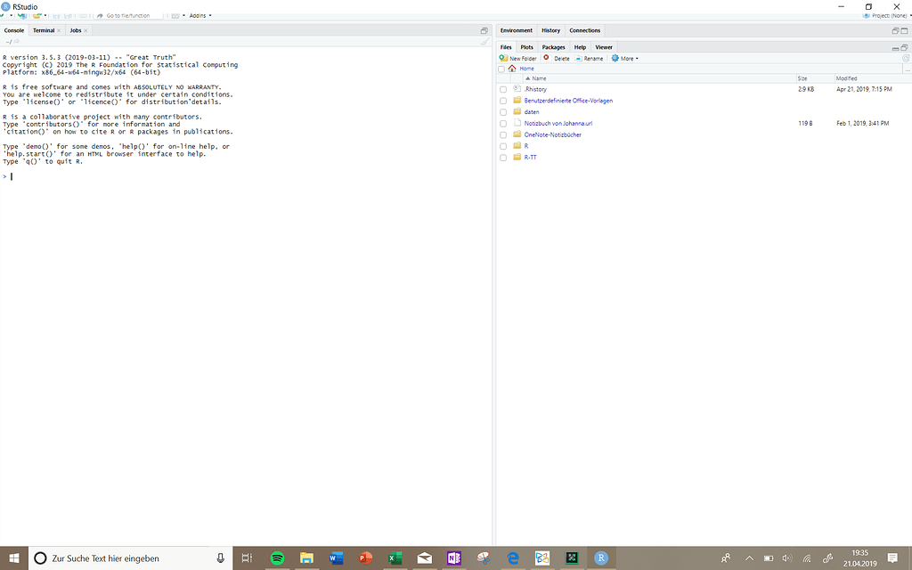 R Studio is not shown fully and doesn't respond correctly to clicks ...