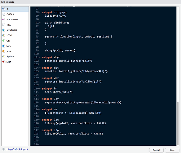 RStudio edit snippets