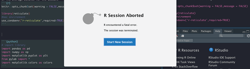 R Studio Crashed While Running Python By Reticulate Packages - R ...