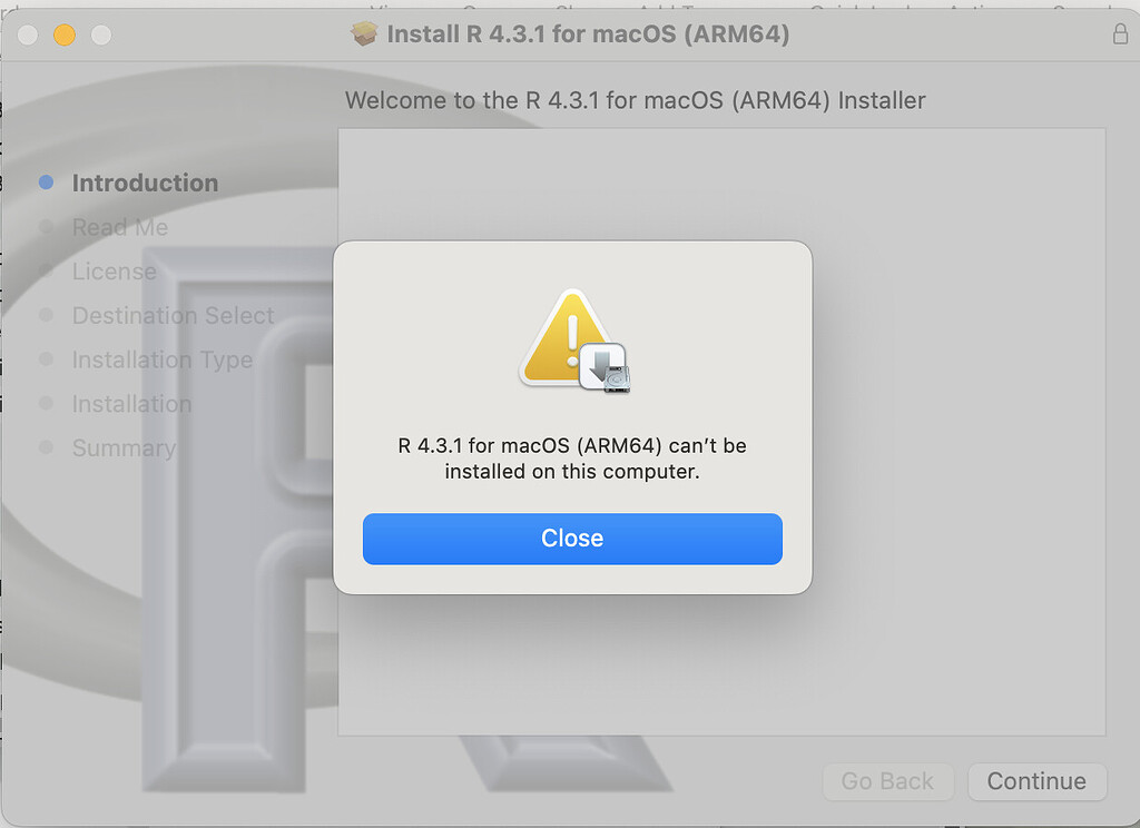 I am having trouble instllin the latest verson of R on a mac 12.06 ...