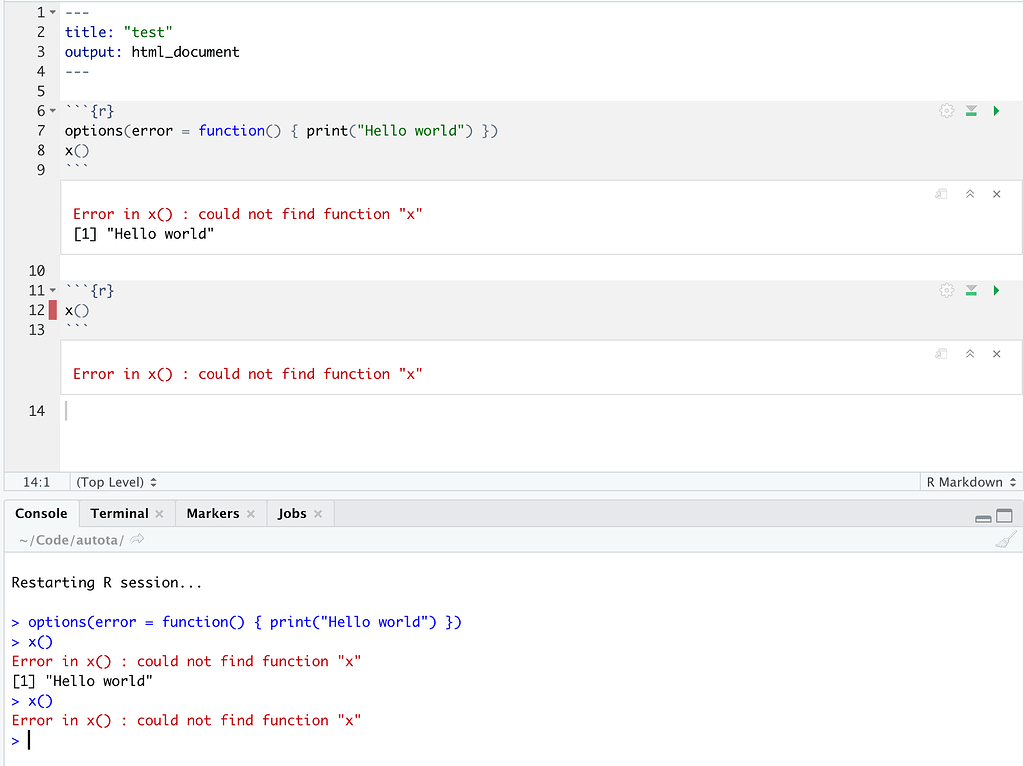 Global error handling in RMarkdown - Publishing Your Results - Posit ...