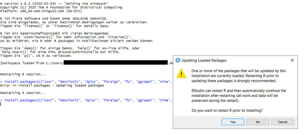 Updating Loaded Packages - Restart R prior - General - Posit Community