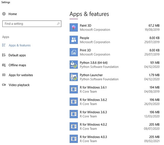 R vs App & features