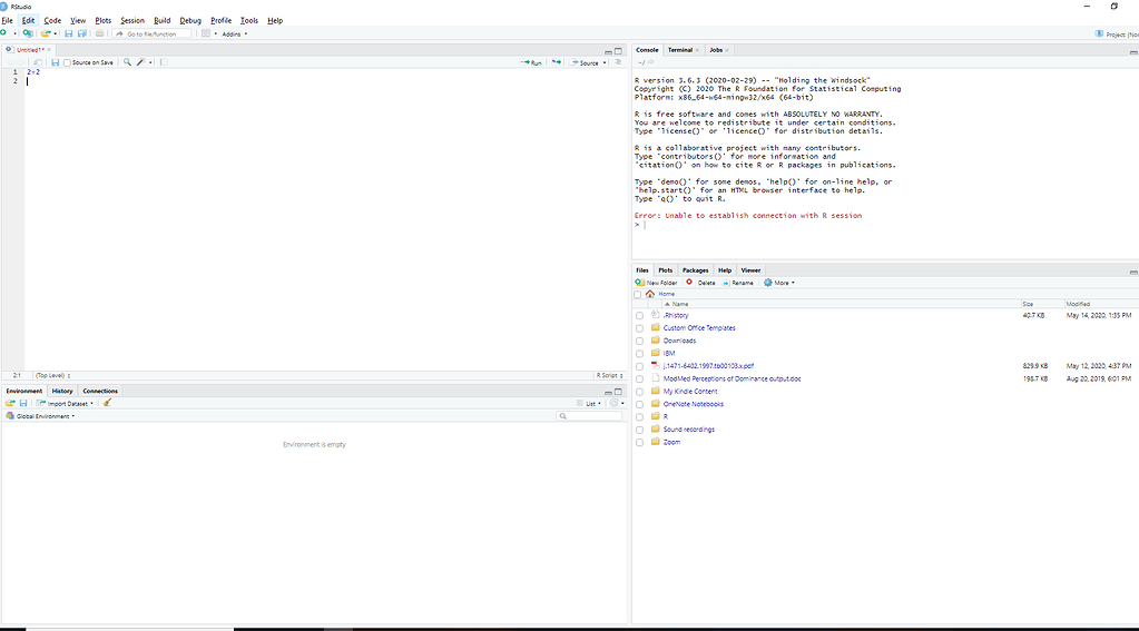 HELP!! Unable To Establish Connection With R Session - RStudio IDE ...