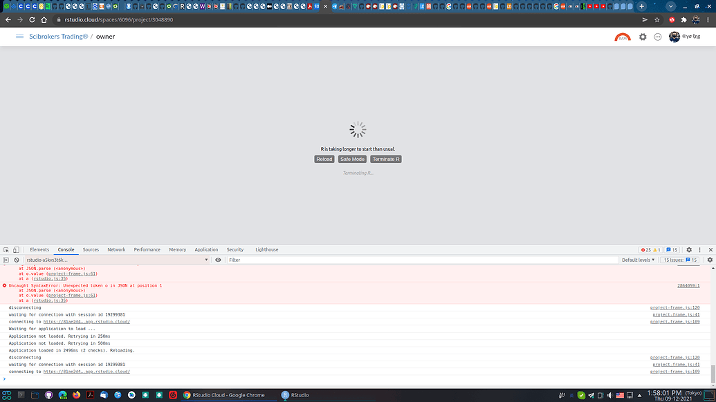 Endless loading when opening a project, system prompt up Error ...