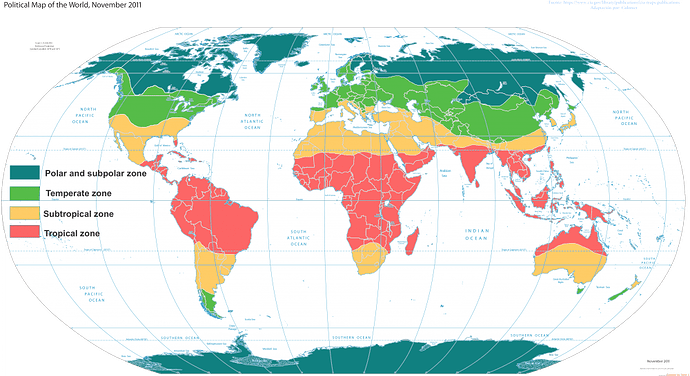 Climate zone world map
