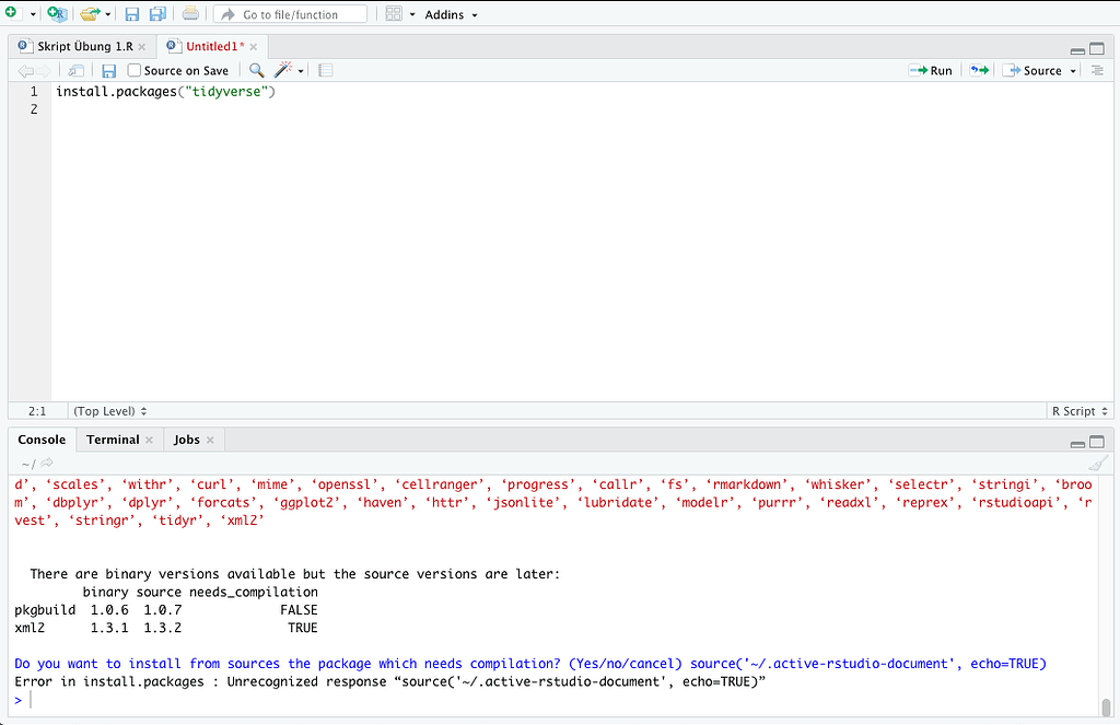 repl python producing errors reticulate tidyverse ... Problems with installing package tidyverse - General - Posit Community
