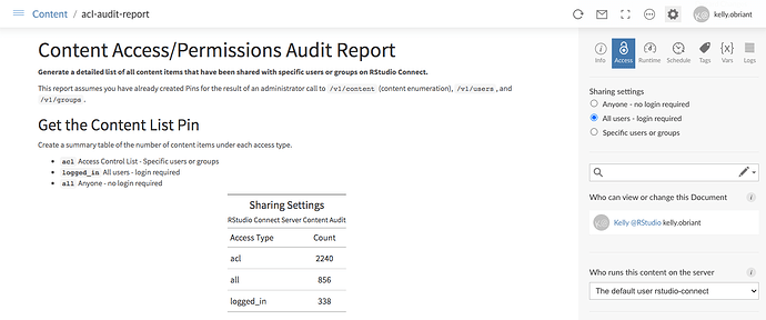 Example Content Access Audit Report