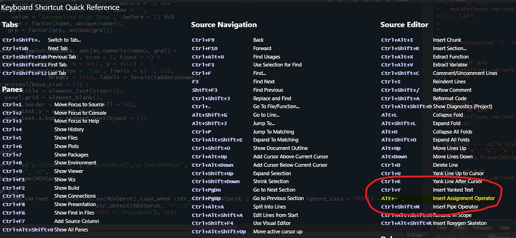 rstudio assignment operator shortcut