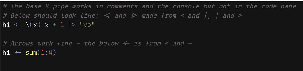 Do custom code fonts that work with the new base R pipes work in ...