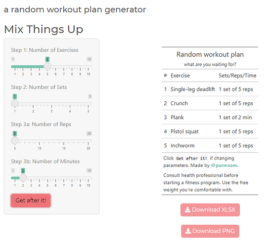 random workout plan generator