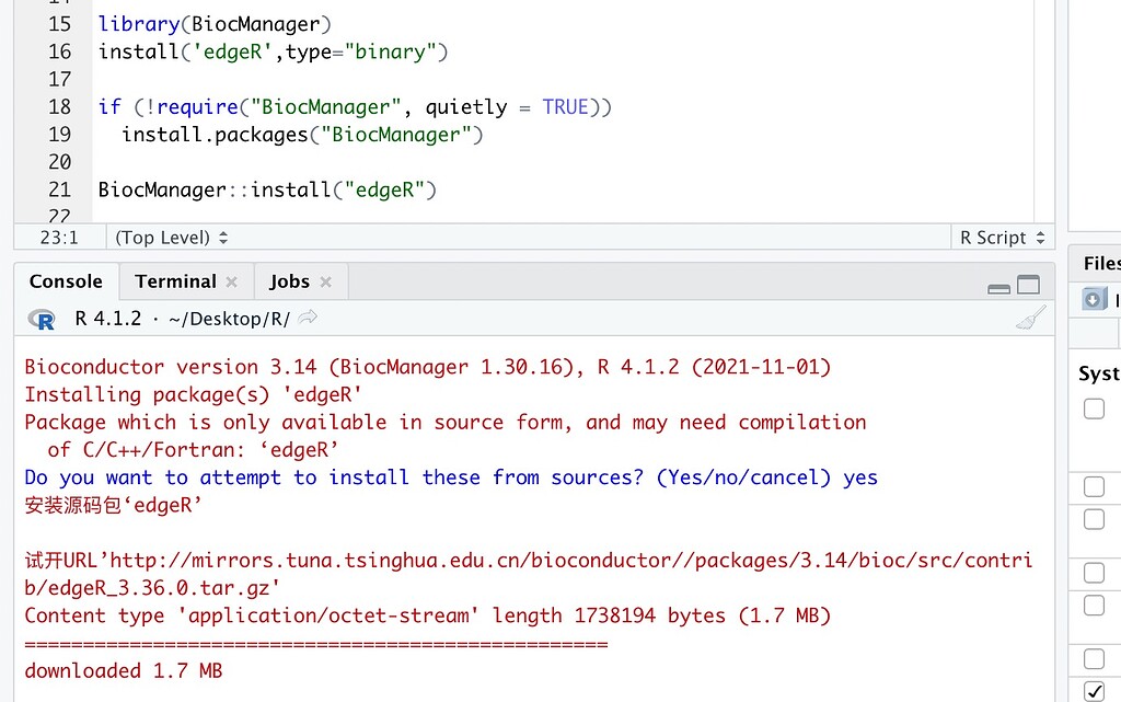 ERROR: compilation failed for package ‘edgeR’ - General - Posit Community