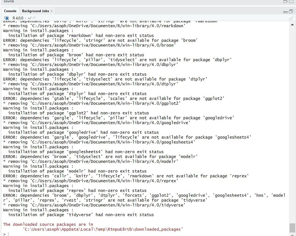 Please help! After downloading new version of R (4.0.0), I cannot ...